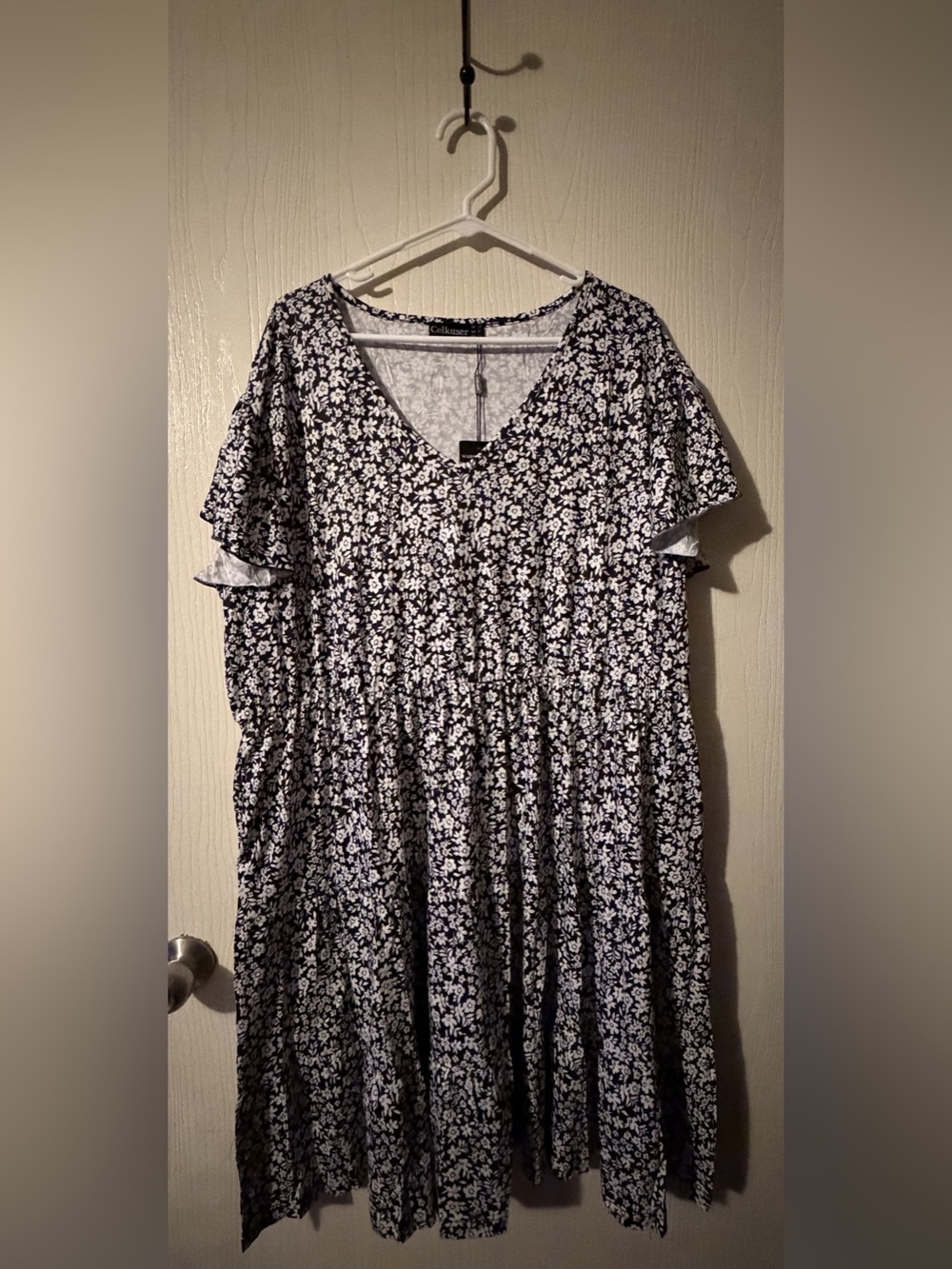 Celkuser Floral Midi Dress in Black & White Size US 26 NWT